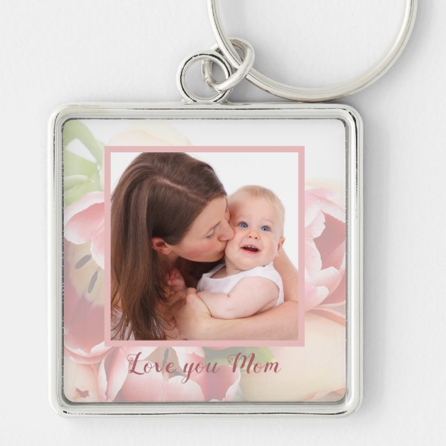 Chaveiro Pêssego feliz do dia das mães da foto pessoal (Frente)