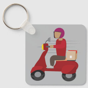 Chaveiro Pessoa de Entrega Dirigindo uma Lambreta