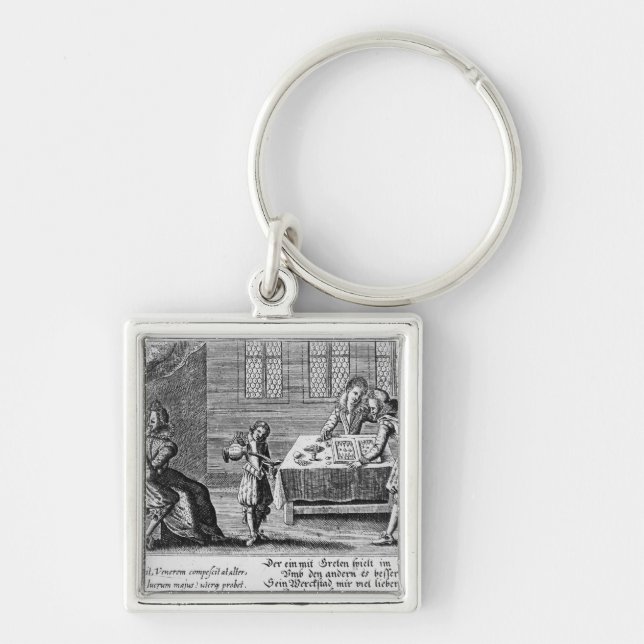 Chaveiro Pessoas que jogam a gamão (Frente)