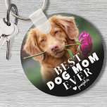 Chaveiro Pet Best Dog Mãe Foto Personalizada<br><div class="desc">Dê à mãe de cachorro na sua vida uma única guardiã com esta chaveiro de foto personalizada de "Melhor Cachorro Mãe Nunca"! Projetado para mães de cães, pais ou qualquer amante de animais de estimação, este chaveiro permite que você adicione duas fotos diferentes de seu amigo peludo — uma para...</div>