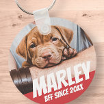 Chaveiro Pet BFF Melhor amigo Foto Moderna Legal Simples<br><div class="desc">Design é simples com um fundo de cores simples e sans serif typografia para um olhar de super-herói.</div>