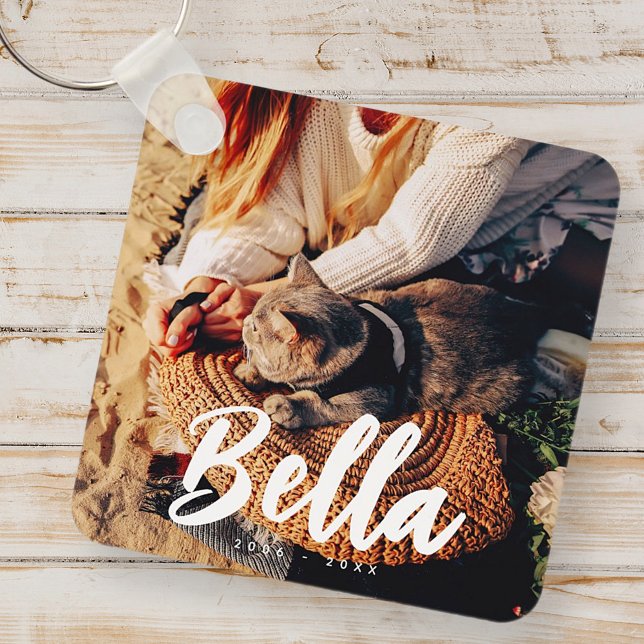 Chaveiro Pet Cat Memorial Cita Foto Simples Moderna (Criador carregado)