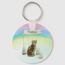 Chaveiro Pet de Cat Bengala de Nome Personalizado