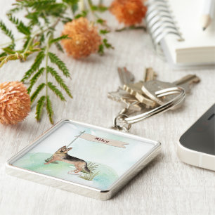 Chaveiro Pet Dog de German shepherd de Nome Personalizado