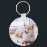 Chaveiro Pet Fotografia personalizada e nome lado duplo<br><div class="desc">Este chaveiro de charme redondo pode ser personalizado com a sua própria imagem e nome do animal de estimação. Para alterar a cor e o estilo de fonte do texto,  basta selecionar o botão "Personalizar o texto" acima para obter recursos de personalização mais avançados.</div>