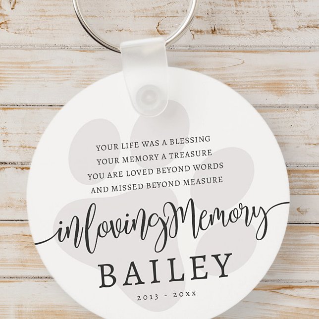 Chaveiro Pet Memorial Moderno Elegante Simples Paw Chic (Criador carregado)