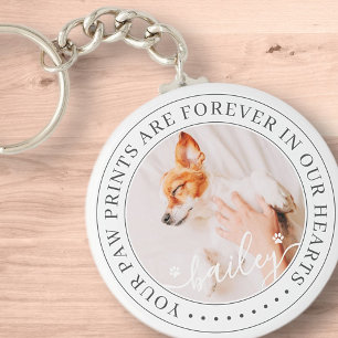 Chaveiro Pet Memorial Paw Imprime Foto Chic Elegante Para C