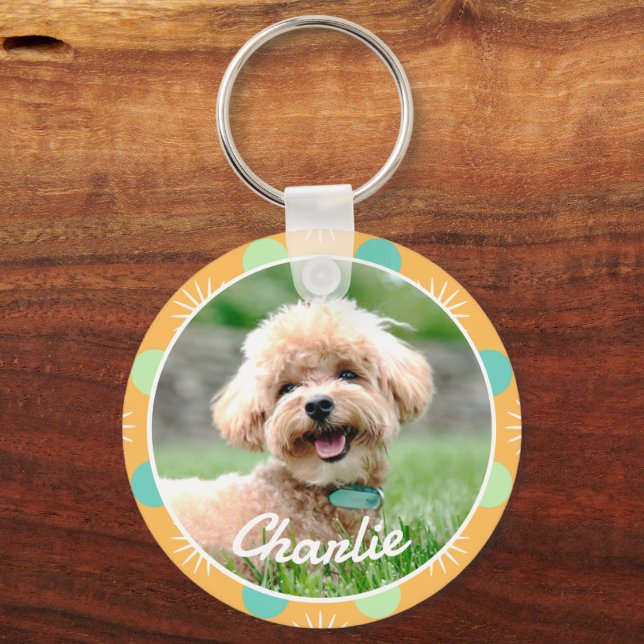 Chaveiro Pet Personalizado De Pet De Padrão Laranja Claro (Frente)
