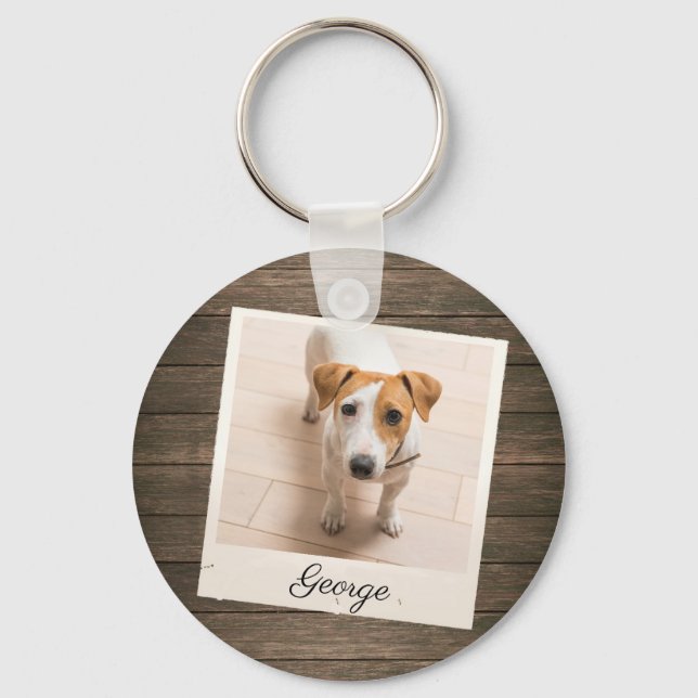 Chaveiro Pet Photo Frame Rustic Wood Personalizado (Frente)