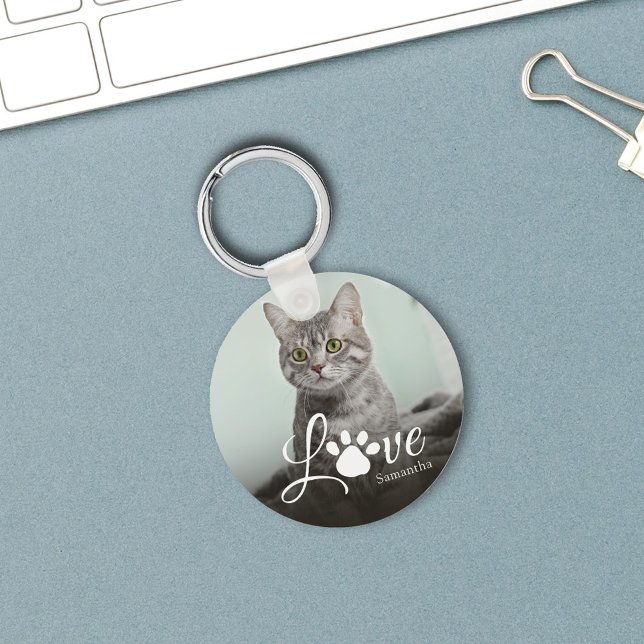 Chaveiro Pet Photo Love Personalized Cute (Love Cat Photo Keychain. )