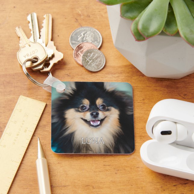 Chaveiro Pet Photo Personalized with Name Dog Lover (Mesa)