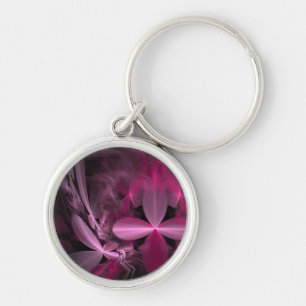 Chaveiro Pétalas cor-de-rosa metálicas