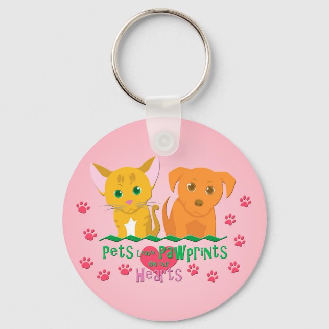 Chaveiro Pets deixam pegadas no coração (Frente)