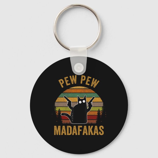 Chaveiro Pew Madafakas Pew Guns Negros Engraçados Gatos Neg (Frente)