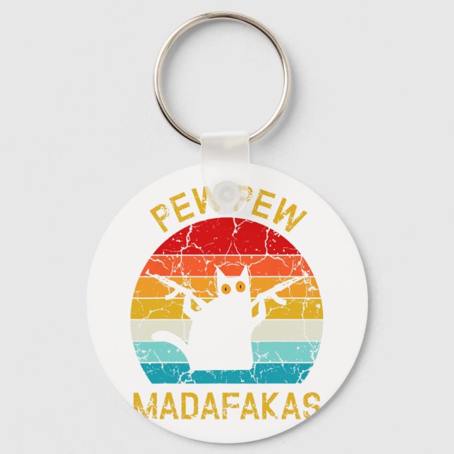 Chaveiro Pew Madafakas Pew Guns Negros Engraçados Gatos Neg (Frente)