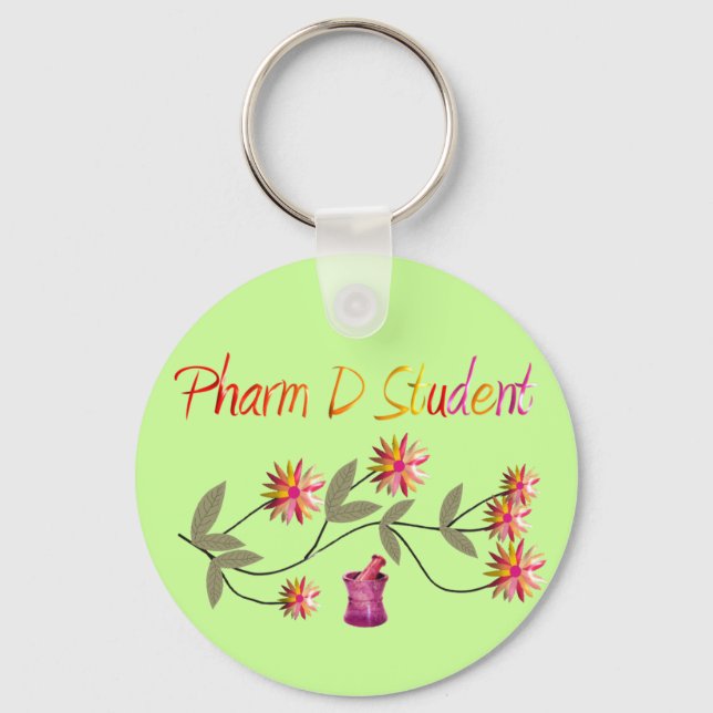 Chaveiro Pharm D Estudante Design Floral (Frente)