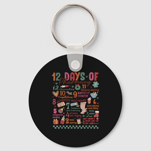 Chaveiro Pharmacy Christmas Shirt - 12 Days Of Pharmacy Tec (Frente)