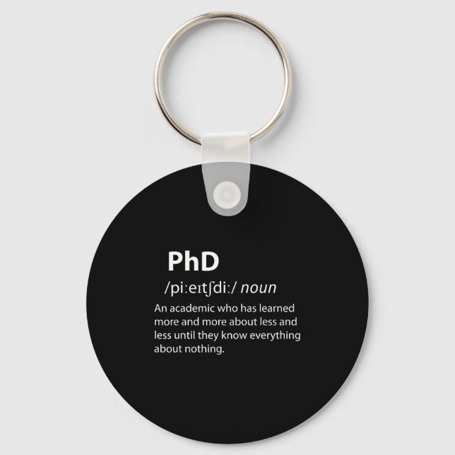 Chaveiro Phd funny dictionary definition doctorate student (Frente)