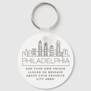 Chaveiro Philadelphia Stylized Skyline   Slogan Personaliza
