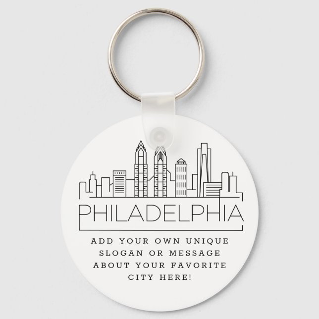 Chaveiro Philadelphia Stylized Skyline | Slogan Personaliza (Frente)