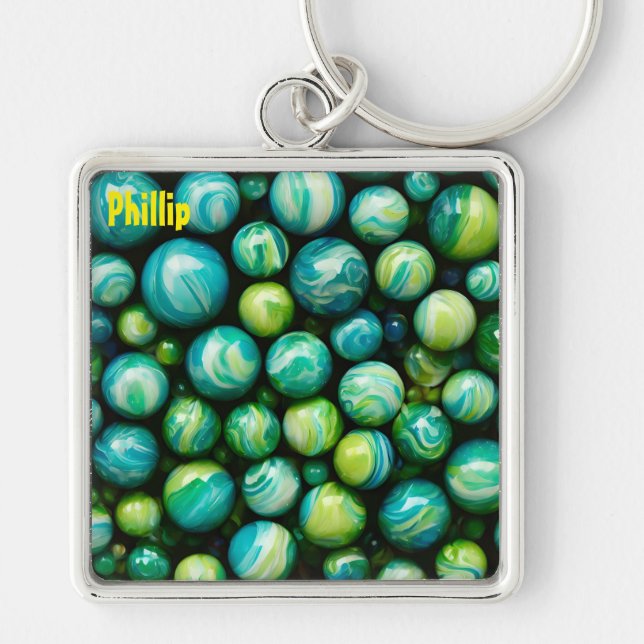 Chaveiro PHILLIP ~ ATTRATIVE ~ Marbles Verdes ~ Key Ring (Frente)