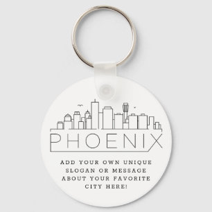 Chaveiro Phoenix, Arizona Estilizada Skyline  Slogan Person