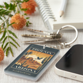 Chaveiro Phoenix Arizona Retro Travel Optional Custom Name