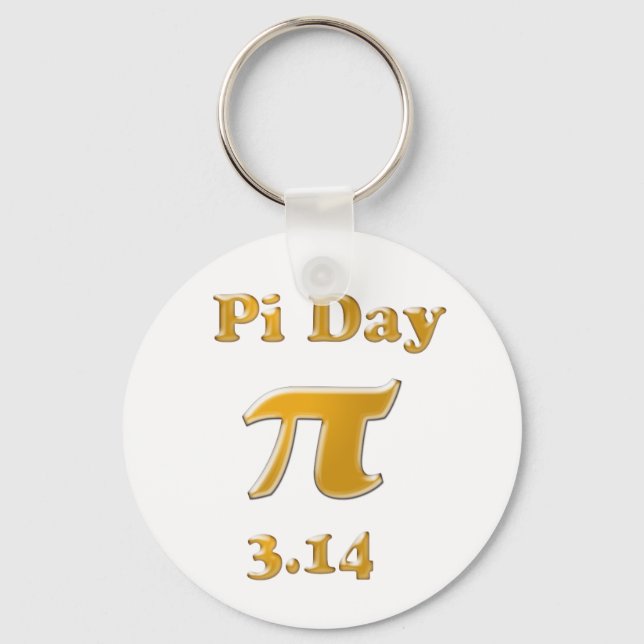 Chaveiro Pi Day Dourado no White (Frente)