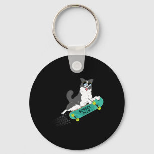 Chaveiro Piada engraçada de Border Ollie cachorro skatista