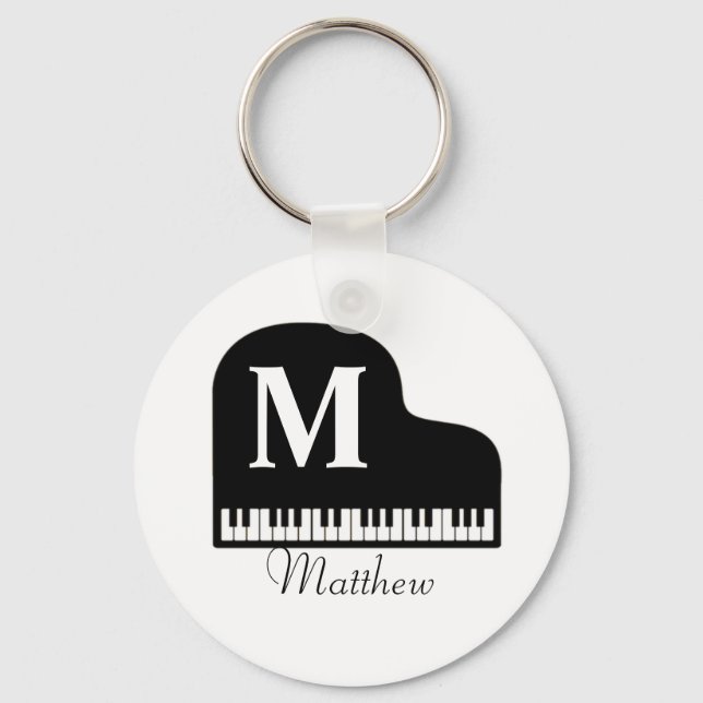 Chaveiro Piano Monograma Personalizado Pianista (Frente)