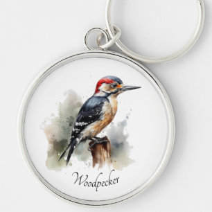 Chaveiro Pica-pau Woodland Aquarela, personalizado
