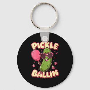 Chaveiro pickle ball feminino desenho animado fofo de pickl