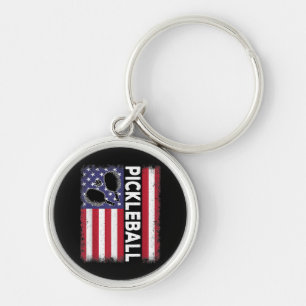 Chaveiro Pickleball American Flag Engraçado Pickleball Vi