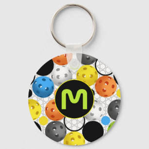 Chaveiro Pickleball de multicores do esporte monograma