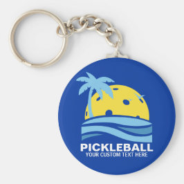 Chaveiro Pickleball Tropical Palm Tree Sun Seu Texto Person