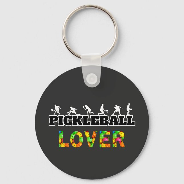 Chaveiro Pickleball Word Male Silhouettes Lover Ball (Frente)