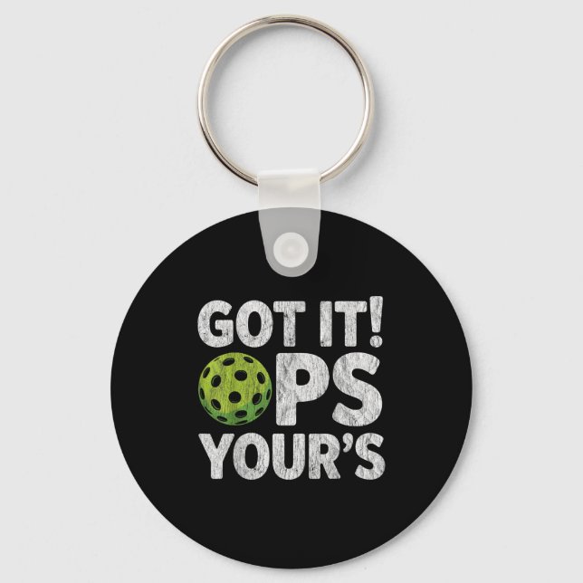 Chaveiro Picles de pickleball engraçado pegou ops seu  (Frente)