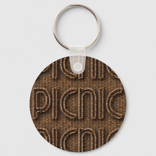 Chaveiro Picnic Funny Wicker Style Typografia Brown (Frente)