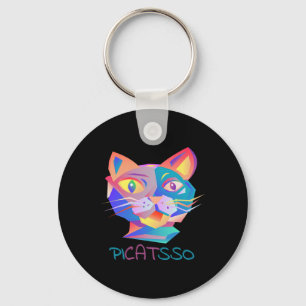 Chaveiro Pico Art Funny Abstrato Cat