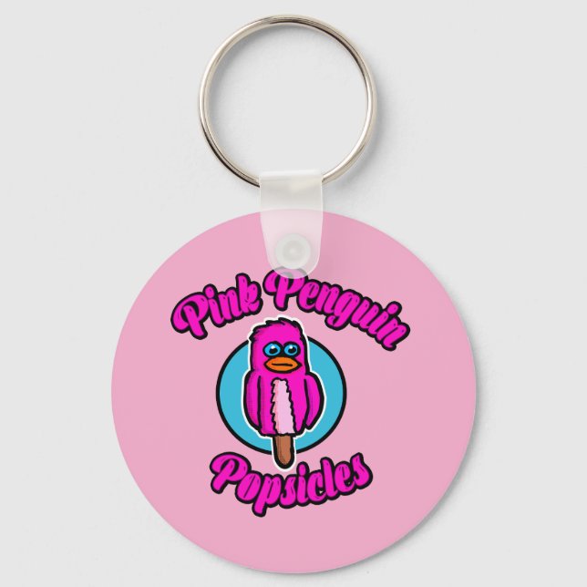 Chaveiro Picolé de Pinguim Rosa (Frente)