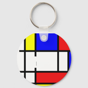 Chaveiro Piet Mondrian Art Style Modern Bright Add Monogram