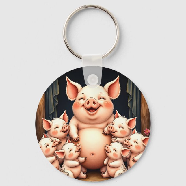 Chaveiro  Pig Art – Mother & Piglets (Frente)