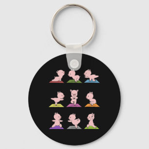 Chaveiro Pig Yoga Camiseta Esportiva de Leitõezinhos Engraç
