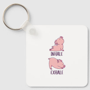 Chaveiro Pig Yoga Cute Pigs Doing Sport inhale exhale