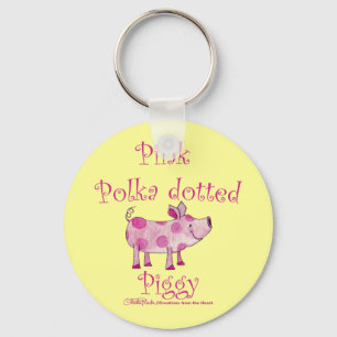 Chaveiro Piggy Pontilhado Polka Rosa