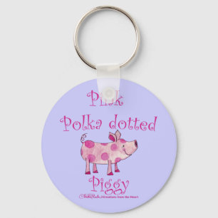 Chaveiro Piggy Pontilhado Polka Rosa