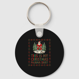 Chaveiro Pijama de Natal engraçado feio de amante de hóquei