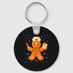 Chaveiro Pijamas de Natal de Gingerbread de Enfermeira Fofa