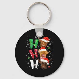 Chaveiro Pijamas de Natal Ho Ho Ho com Estampa de Vaca Esco