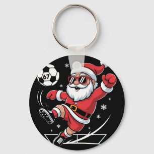 Chaveiro Pijamas engraçadas de Natal do Papai Noel de futeb